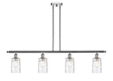 516-4I-PC-G352 4-Light 48" Polished Chrome Island Light - Clear Waterglass Candor Glass - LED Bulb - Dimmensions: 48 x 5.5 x 10<br>Minimum Height : 20.375<br>Maximum Height : 44.375 - Sloped Ceiling Compatible: Yes