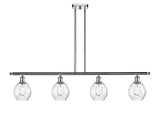 516-4I-PC-G362 4-Light 48" Polished Chrome Island Light - Clear Small Waverly Glass - LED Bulb - Dimmensions: 48 x 6 x 10<br>Minimum Height : 19.375<br>Maximum Height : 43.375 - Sloped Ceiling Compatible: Yes
