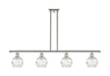 516-4I-PN-G1213-6 4-Light 46" Polished Nickel Island Light - Clear Athens Deco Swirl 8" Glass - LED Bulb - Dimmensions: 46 x 7 x 8<br>Minimum Height : 20.375<br>Maximum Height : 44.375 - Sloped Ceiling Compatible: Yes