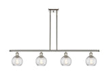 516-4I-PN-G1214-6 4-Light 46" Polished Nickel Island Light - Clear Athens Twisted Swirl 6" Glass - LED Bulb - Dimmensions: 46 x 7 x 8<br>Minimum Height : 20.375<br>Maximum Height : 44.375 - Sloped Ceiling Compatible: Yes