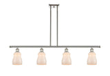 516-4I-PN-G391 4-Light 48" Polished Nickel Island Light - White Ellery Glass - LED Bulb - Dimmensions: 48 x 5 x 10<br>Minimum Height : 19.375<br>Maximum Height : 43.375 - Sloped Ceiling Compatible: Yes