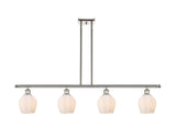 516-4I-PN-G461-6 4-Light 48" Polished Nickel Island Light - Cased Matte White Norfolk Glass - LED Bulb - Dimmensions: 48 x 5.75 x 10<br>Minimum Height : 20.375<br>Maximum Height : 44.375 - Sloped Ceiling Compatible: Yes