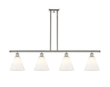 516-4I-PN-GBC-81 4-Light 48" Polished Nickel Island Light - Matte White Cased Ballston Cone Glass - LED Bulb - Dimmensions: 48 x 8 x 11.25<br>Minimum Height : 20.25<br>Maximum Height : 44.25 - Sloped Ceiling Compatible: Yes