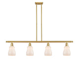 516-4I-SG-G391 4-Light 48" Satin Gold Island Light - White Ellery Glass - LED Bulb - Dimmensions: 48 x 5 x 10<br>Minimum Height : 19.375<br>Maximum Height : 43.375 - Sloped Ceiling Compatible: Yes