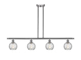 516-4I-SN-G1215-6 4-Light 46" Brushed Satin Nickel Island Light - Clear Athens Water Glass 6" Glass - LED Bulb - Dimmensions: 46 x 7 x 8<br>Minimum Height : 20.375<br>Maximum Height : 44.375 - Sloped Ceiling Compatible: Yes