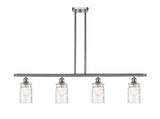 516-4I-SN-G352 4-Light 48" Brushed Satin Nickel Island Light - Clear Waterglass Candor Glass - LED Bulb - Dimmensions: 48 x 5.5 x 10<br>Minimum Height : 20.375<br>Maximum Height : 44.375 - Sloped Ceiling Compatible: Yes