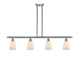 516-4I-SN-G391 4-Light 48" Brushed Satin Nickel Island Light - White Ellery Glass - LED Bulb - Dimmensions: 48 x 5 x 10<br>Minimum Height : 19.375<br>Maximum Height : 43.375 - Sloped Ceiling Compatible: Yes