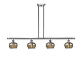 516-4I-SN-G96 4-Light 48" Brushed Satin Nickel Island Light - Mercury Fenton Glass - LED Bulb - Dimmensions: 48 x 6.5 x 10<br>Minimum Height : 17.875<br>Maximum Height : 41.875 - Sloped Ceiling Compatible: Yes