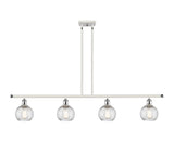 516-4I-WPC-G1214-6 4-Light 46" White and Polished Chrome Island Light - Clear Athens Twisted Swirl 6" Glass - LED Bulb - Dimmensions: 46 x 7 x 8<br>Minimum Height : 20.375<br>Maximum Height : 44.375 - Sloped Ceiling Compatible: Yes