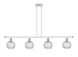 516-4I-WPC-G1215-6 4-Light 46" White and Polished Chrome Island Light - Clear Athens Water Glass 6" Glass - LED Bulb - Dimmensions: 46 x 7 x 8<br>Minimum Height : 20.375<br>Maximum Height : 44.375 - Sloped Ceiling Compatible: Yes
