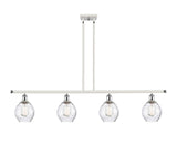 516-4I-WPC-G362 4-Light 48" White and Polished Chrome Island Light - Clear Small Waverly Glass - LED Bulb - Dimmensions: 48 x 6 x 10<br>Minimum Height : 19.375<br>Maximum Height : 43.375 - Sloped Ceiling Compatible: Yes