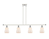 516-4I-WPC-G391 4-Light 48" White and Polished Chrome Island Light - White Ellery Glass - LED Bulb - Dimmensions: 48 x 5 x 10<br>Minimum Height : 19.375<br>Maximum Height : 43.375 - Sloped Ceiling Compatible: Yes
