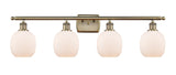 4-Light 36" Antique Brass Bath Vanity Light - Matte White Belfast Glass LED