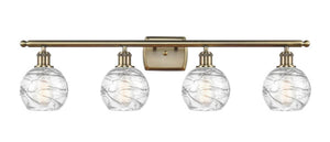 4-Light 36" Deco Swirl Bath Vanity Light - Globe-Orb Clear Deco Swirl Glass - Choice of Finish And Incandesent Or LED Bulbs