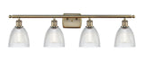 4-Light 36" Antique Brass Bath Vanity Light - Clear Castile Glass LED