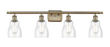 4-Light 36" Antique Brass Bath Vanity Light - Seedy Ellery Glass LED