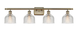 4-Light 36" Antique Brass Bath Vanity Light - Clear Dayton Glass LED
