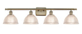 4-Light 36" Antique Brass Bath Vanity Light - Clear Arietta Glass LED