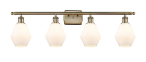 516-4W-AB-G651-6 4-Light 36" Antique Brass Bath Vanity Light - Cased Matte White Cindyrella 6" Glass - LED Bulb - Dimmensions: 36 x 7.125 x 10.75 - Glass Up or Down: Yes