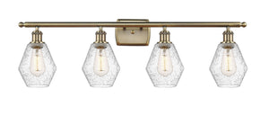 516-4W-AB-G654-6 4-Light 36" Antique Brass Bath Vanity Light - Seedy Cindyrella 6" Glass - LED Bulb - Dimmensions: 36 x 7.125 x 10.75 - Glass Up or Down: Yes