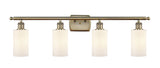4-Light 36" Antique Brass Bath Vanity Light - Matte White Clymer Glass LED