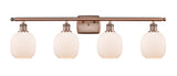 516-4W-AC-G101 4-Light 36" Antique Copper Bath Vanity Light - Matte White Belfast Glass - LED Bulb - Dimmensions: 36 x 8 x 11 - Glass Up or Down: Yes