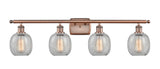 516-4W-AC-G105 4-Light 36" Antique Copper Bath Vanity Light - Clear Crackle Belfast Glass - LED Bulb - Dimmensions: 36 x 8 x 11 - Glass Up or Down: Yes
