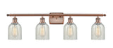 516-4W-AC-G2511 4-Light 36" Antique Copper Bath Vanity Light - Mouchette Caledonia Glass - LED Bulb - Dimmensions: 36 x 6.5 x 12 - Glass Up or Down: Yes