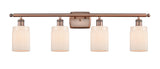 516-4W-AC-G341 4-Light 36" Antique Copper Bath Vanity Light - Matte White Hadley Glass - LED Bulb - Dimmensions: 36 x 8 x 11 - Glass Up or Down: Yes