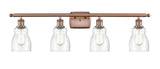 516-4W-AC-G394 4-Light 36" Antique Copper Bath Vanity Light - Seedy Ellery Glass - LED Bulb - Dimmensions: 36 x 8 x 11 - Glass Up or Down: Yes