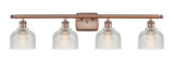 516-4W-AC-G412 4-Light 36" Antique Copper Bath Vanity Light - Clear Dayton Glass - LED Bulb - Dimmensions: 36 x 7.5 x 10.5 - Glass Up or Down: Yes