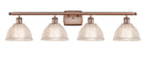 516-4W-AC-G422 4-Light 36" Antique Copper Bath Vanity Light - Clear Arietta Glass - LED Bulb - Dimmensions: 36 x 10 x 10 - Glass Up or Down: Yes