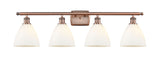 516-4W-AC-GBD-751 4-Light 38" Antique Copper Bath Vanity Light - Matte White Ballston Dome Glass - LED Bulb - Dimmensions: 38 x 8.125 x 11.25 - Glass Up or Down: Yes