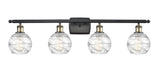 516-4W-BAB-G1213-6 4-Light 36" Black Antique Brass Bath Vanity Light - Clear Athens Deco Swirl 8" Glass - LED Bulb - Dimmensions: 36 x 7 x 9 - Glass Up or Down: Yes