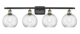 516-4W-BAB-G1214-8 4-Light 36" Black Antique Brass Bath Vanity Light - Clear Athens Twisted Swirl 8" Glass - LED Bulb - Dimmensions: 36 x 8 x 11 - Glass Up or Down: Yes