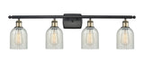 516-4W-BAB-G2511 4-Light 36" Black Antique Brass Bath Vanity Light - Mouchette Caledonia Glass - LED Bulb - Dimmensions: 36 x 6.5 x 12 - Glass Up or Down: Yes