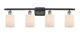 516-4W-BAB-G341 4-Light 36" Black Antique Brass Bath Vanity Light - Matte White Hadley Glass - LED Bulb - Dimmensions: 36 x 8 x 11 - Glass Up or Down: Yes