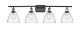 516-4W-BAB-GBD-754 4-Light 38" Black Antique Brass Bath Vanity Light - Seedy Ballston Dome Glass - LED Bulb - Dimmensions: 38 x 8.125 x 11.25 - Glass Up or Down: Yes