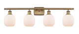 516-4W-BB-G101 4-Light 36" Brushed Brass Bath Vanity Light - Matte White Belfast Glass - LED Bulb - Dimmensions: 36 x 8 x 11 - Glass Up or Down: Yes