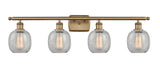 516-4W-BB-G105 4-Light 36" Brushed Brass Bath Vanity Light - Clear Crackle Belfast Glass - LED Bulb - Dimmensions: 36 x 8 x 11 - Glass Up or Down: Yes