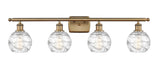 516-4W-BB-G1213-6 4-Light 36" Brushed Brass Bath Vanity Light - Clear Athens Deco Swirl 8" Glass - LED Bulb - Dimmensions: 36 x 7 x 9 - Glass Up or Down: Yes