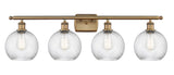 516-4W-BB-G1214-8 4-Light 36" Brushed Brass Bath Vanity Light - Clear Athens Twisted Swirl 8" Glass - LED Bulb - Dimmensions: 36 x 8 x 11 - Glass Up or Down: Yes