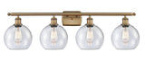 516-4W-BB-G124-8 4-Light 36" Brushed Brass Bath Vanity Light - Seedy Athens Glass - LED Bulb - Dimmensions: 36 x 8 x 11 - Glass Up or Down: Yes