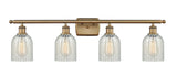 516-4W-BB-G2511 4-Light 36" Brushed Brass Bath Vanity Light - Mouchette Caledonia Glass - LED Bulb - Dimmensions: 36 x 6.5 x 12 - Glass Up or Down: Yes