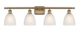 516-4W-BB-G381 4-Light 36" Brushed Brass Bath Vanity Light - White Castile Glass - LED Bulb - Dimmensions: 36 x 8 x 11 - Glass Up or Down: Yes