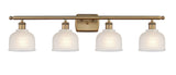 516-4W-BB-G411 4-Light 36" Brushed Brass Bath Vanity Light - White Dayton Glass - LED Bulb - Dimmensions: 36 x 7.5 x 10.5 - Glass Up or Down: Yes