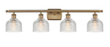 516-4W-BB-G412 4-Light 36" Brushed Brass Bath Vanity Light - Clear Dayton Glass - LED Bulb - Dimmensions: 36 x 7.5 x 10.5 - Glass Up or Down: Yes
