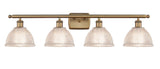 516-4W-BB-G422 4-Light 36" Brushed Brass Bath Vanity Light - Clear Arietta Glass - LED Bulb - Dimmensions: 36 x 10 x 10 - Glass Up or Down: Yes