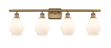 516-4W-BB-G651-6 4-Light 36" Brushed Brass Bath Vanity Light - Cased Matte White Cindyrella 6" Glass - LED Bulb - Dimmensions: 36 x 7.125 x 10.75 - Glass Up or Down: Yes