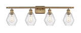 516-4W-BB-G654-6 4-Light 36" Brushed Brass Bath Vanity Light - Seedy Cindyrella 6" Glass - LED Bulb - Dimmensions: 36 x 7.125 x 10.75 - Glass Up or Down: Yes